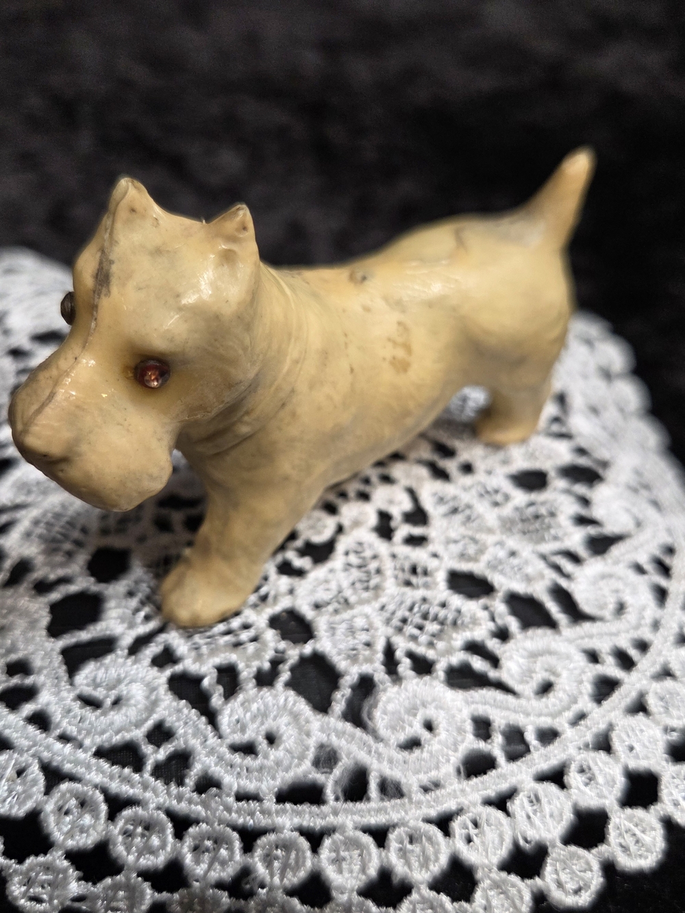 Rare Vintage Celluloid Scottie Dog Figurine With Red Eyes (Plastic)